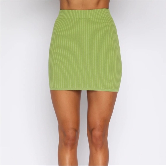 White Fox Boutique Dresses & Skirts - White Fox Boutique Slow Jams Ribbed Knit Bodycon Mini Skirt Green Size Small